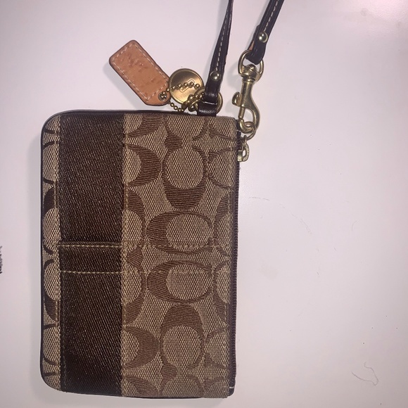 Coach Women's Brown In Signature Wristlet - Picture 2 of 3